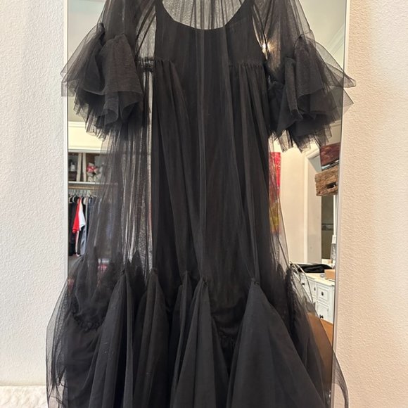 XL Black Anthropologie Tulle full length dress with slip dress included - Picture 7 of 8